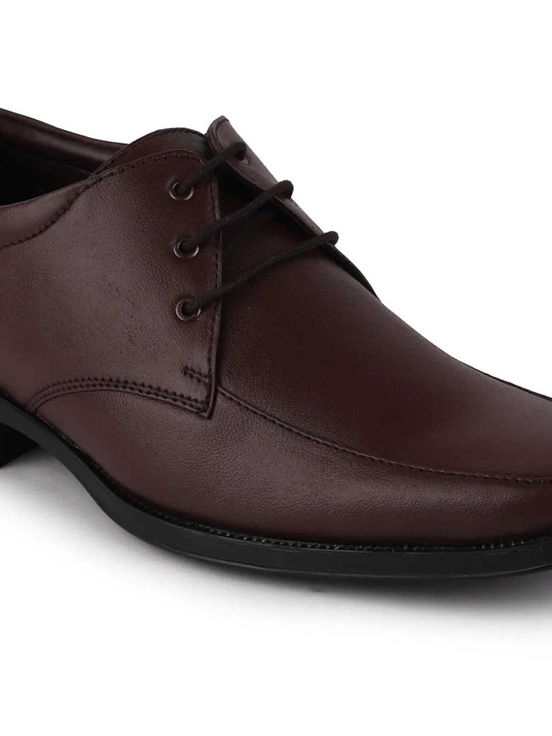 Men Brown Formal Leather Lace-Up Derby Shoes