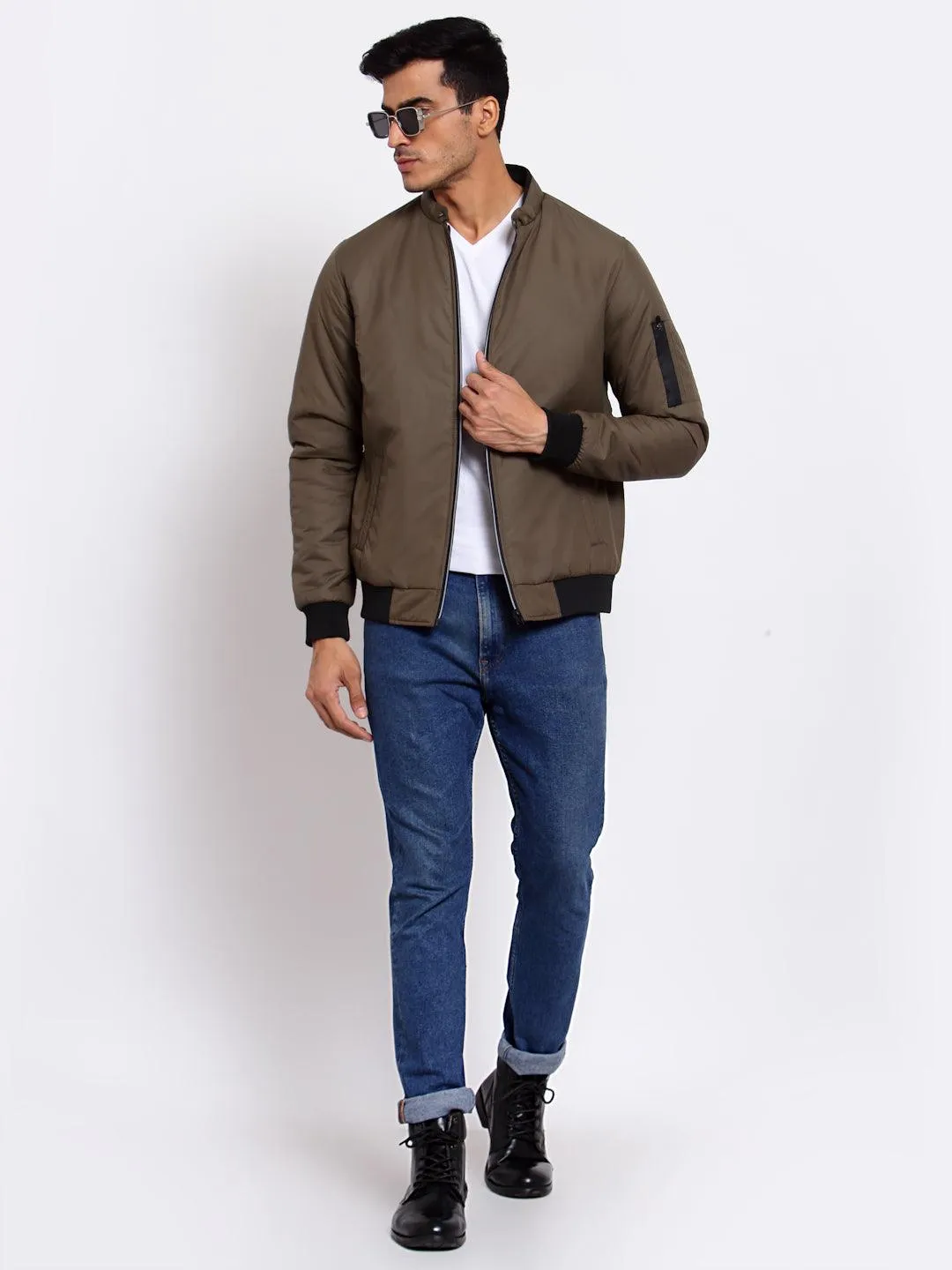 Men Olive Green Lightweight Outdoor Bomber Jacket