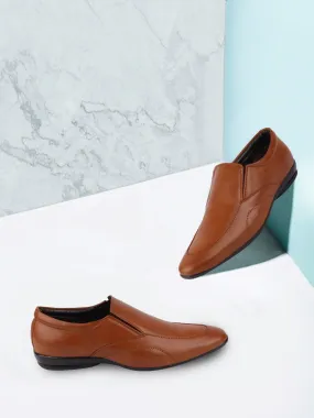 Men Tan Formal Slip-On Shoes