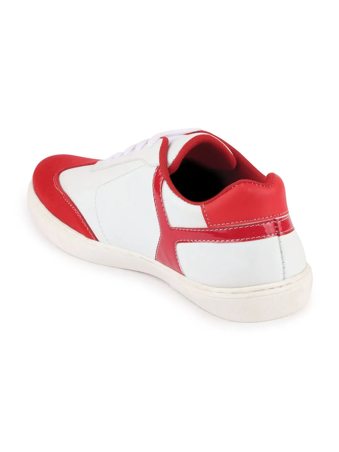 Men White/Red Lace Up Classic Sneakers