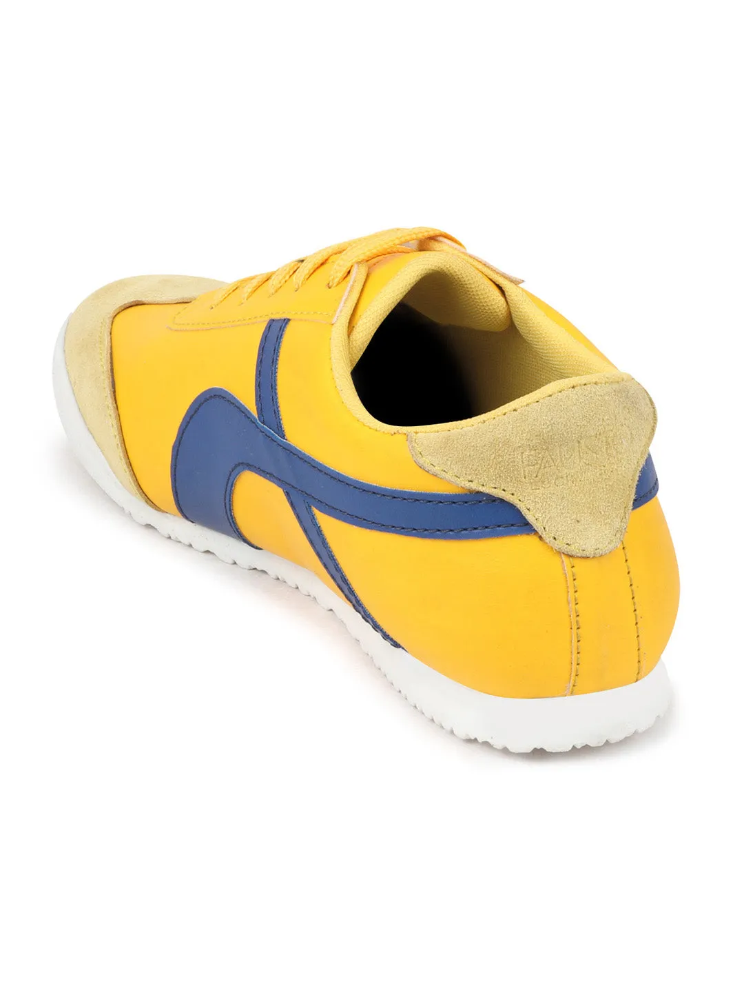 Men Yellow Lace-Up Casual Trendy Fashion Outdoor Sneakers