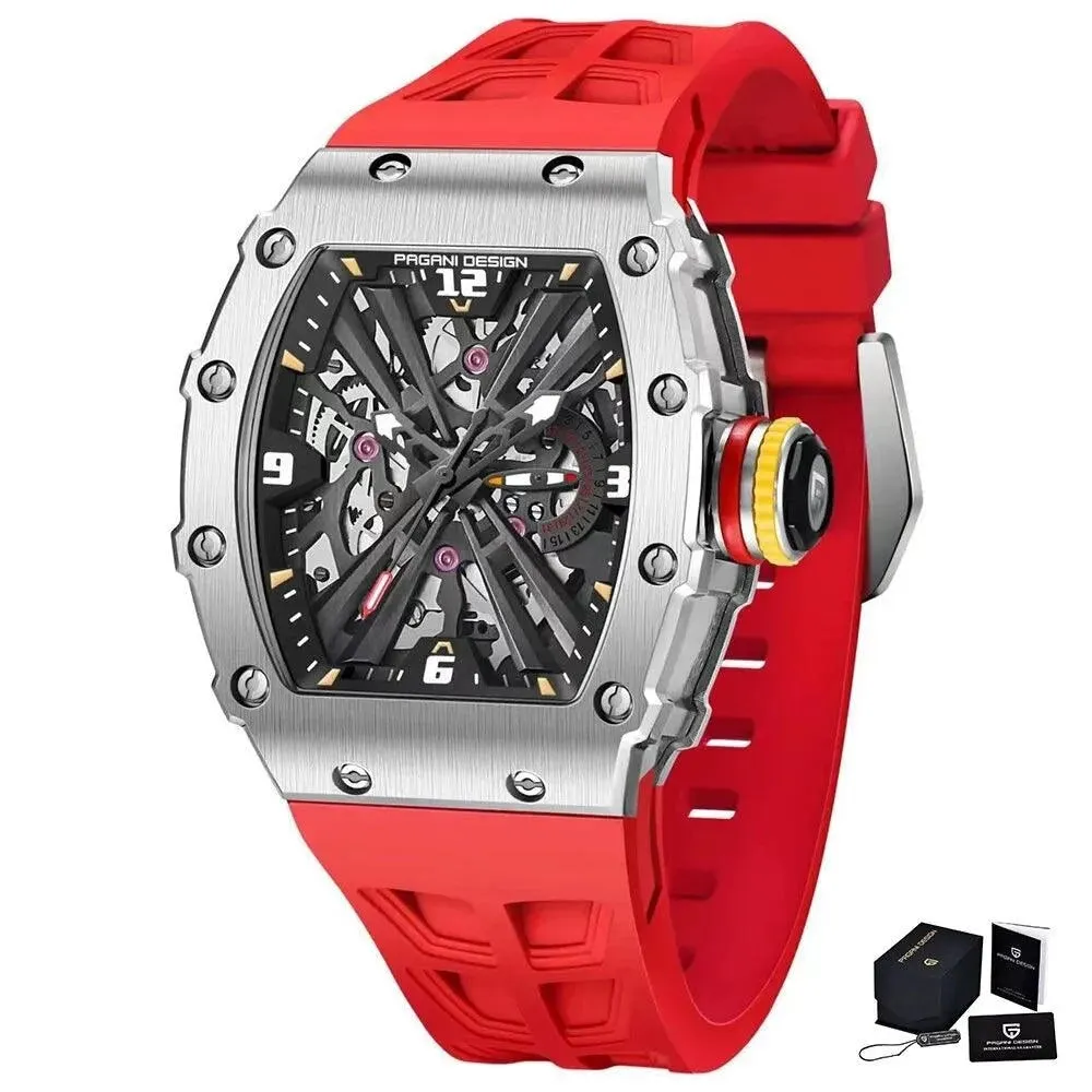 Men's Simple Quartz Skeleton Sport Watch PD-1738 | Waterproof Rectangle Design