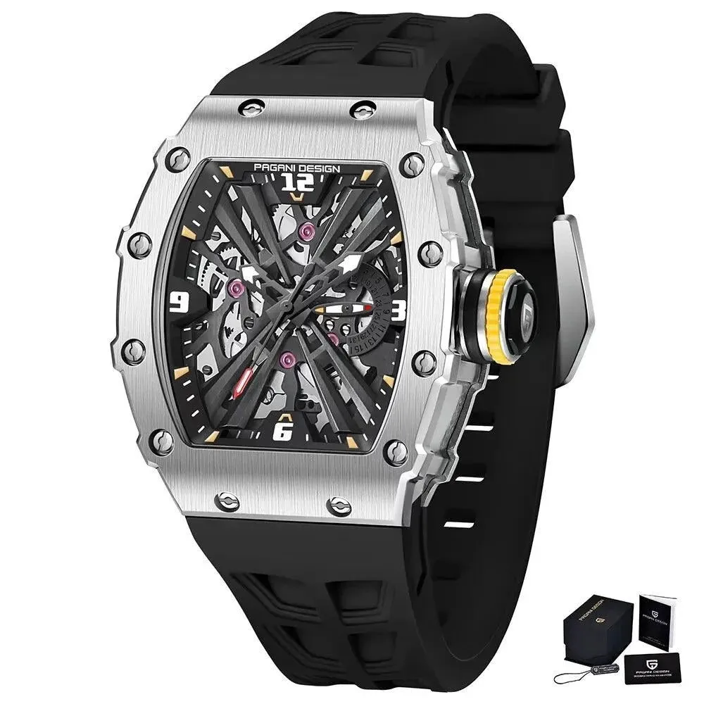 Men's Simple Quartz Skeleton Sport Watch PD-1738 | Waterproof Rectangle Design