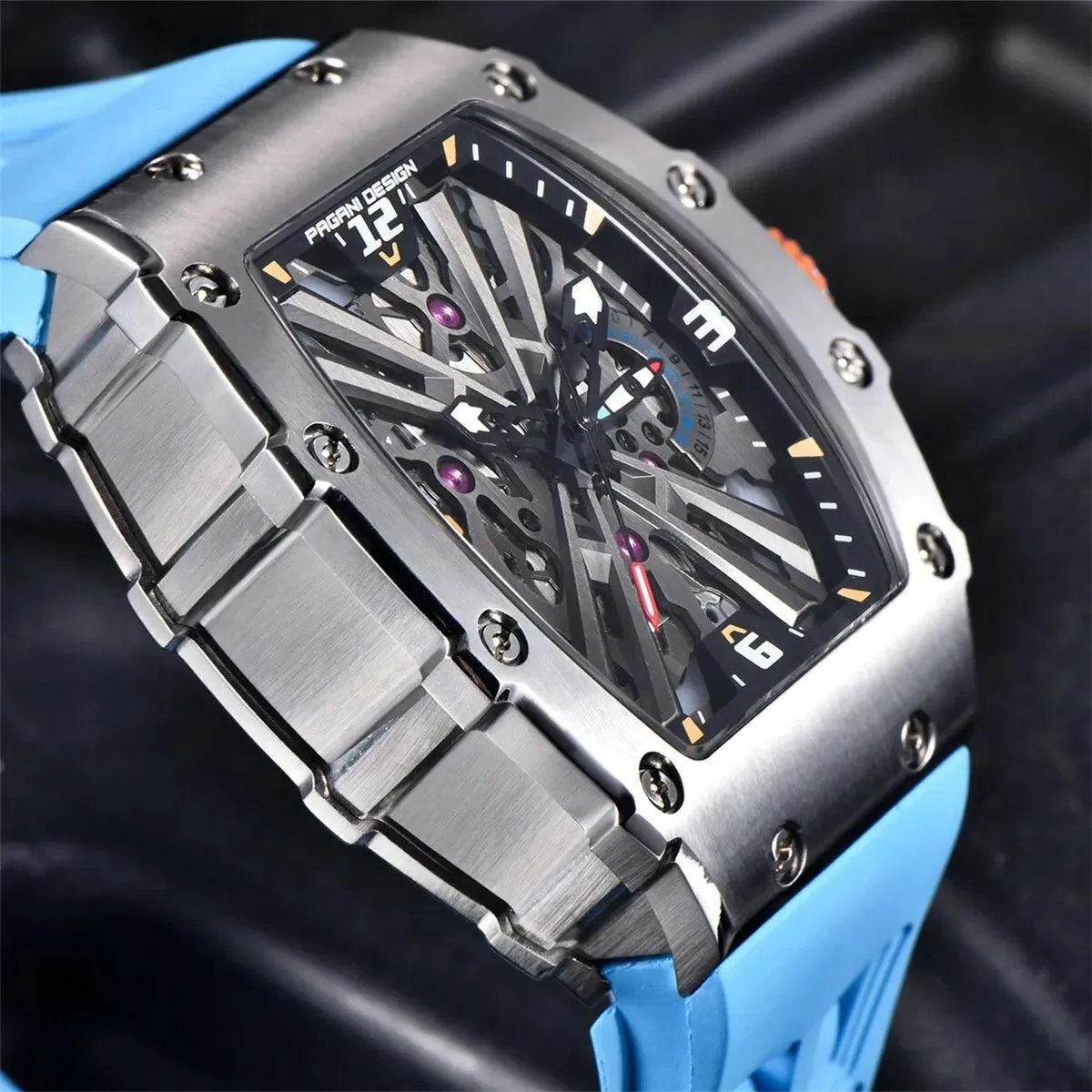 Men's Simple Quartz Skeleton Sport Watch PD-1738 | Waterproof Rectangle Design