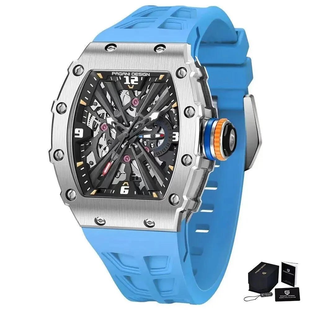 Men's Simple Quartz Skeleton Sport Watch PD-1738 | Waterproof Rectangle Design