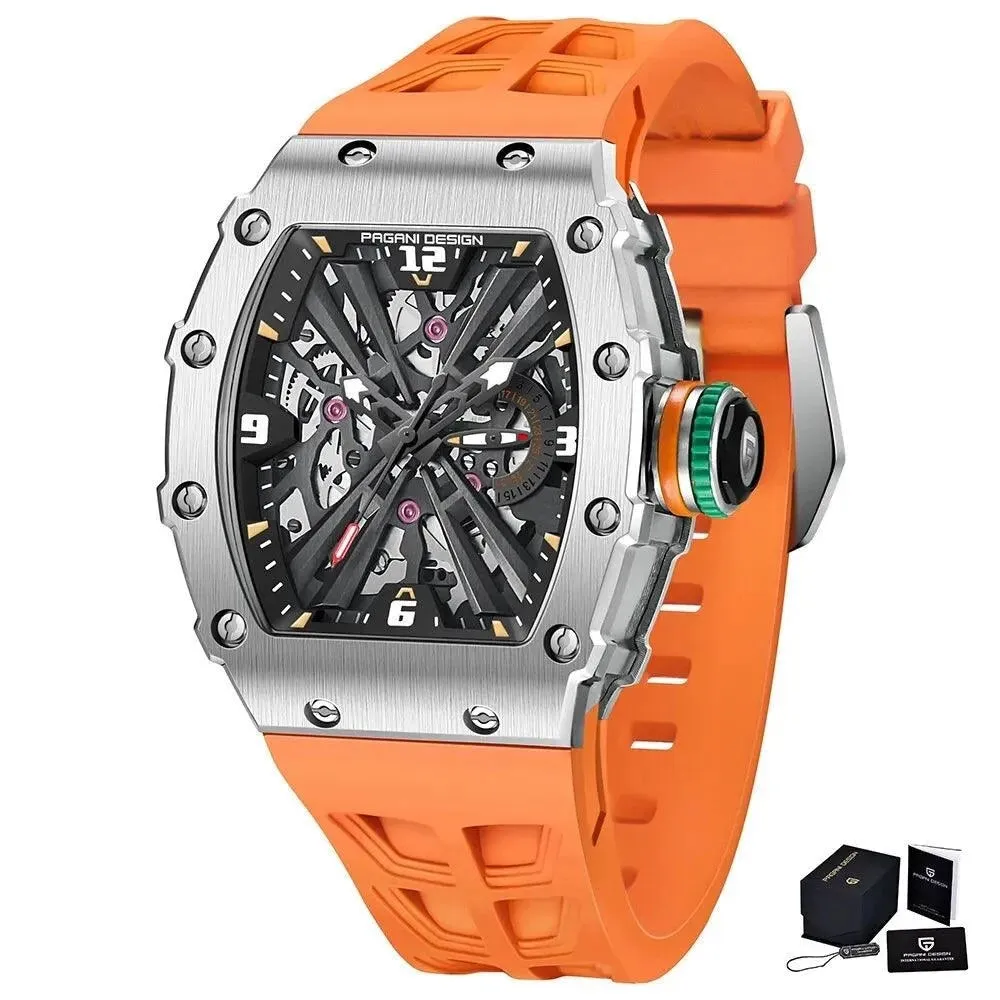 Men's Simple Quartz Skeleton Sport Watch PD-1738 | Waterproof Rectangle Design