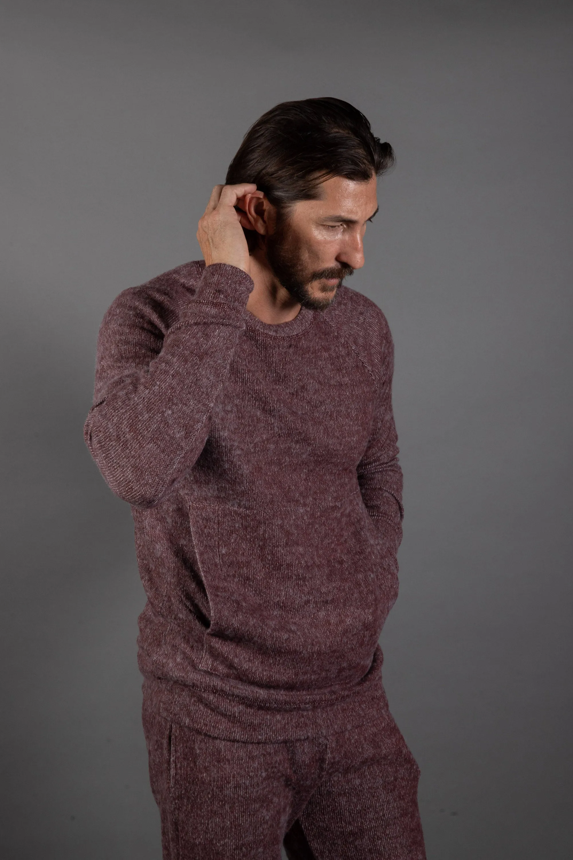 Men's Soft Knit Melange Kangaroo Pocket Pullover Sweater