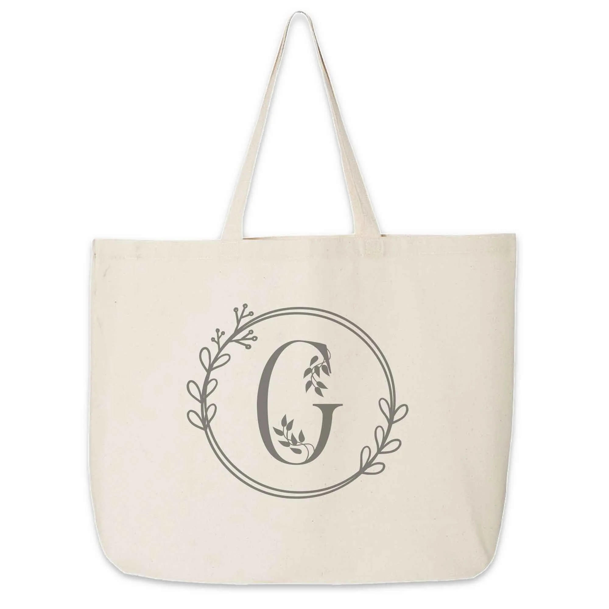 Monogrammed Tote Bag Personalized a Floral Theme Design