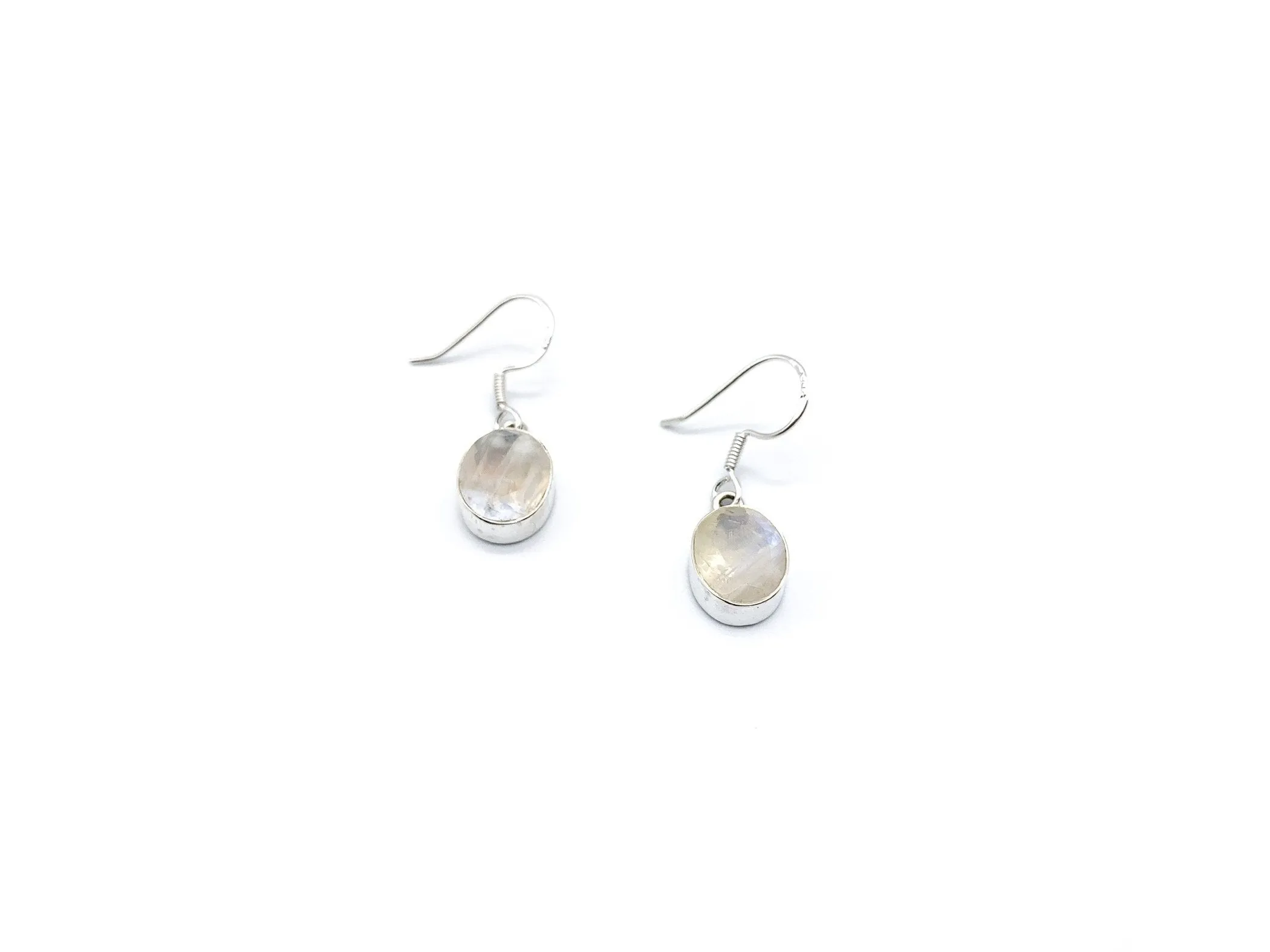 Moonstone Faceted Oval Drop Earrings