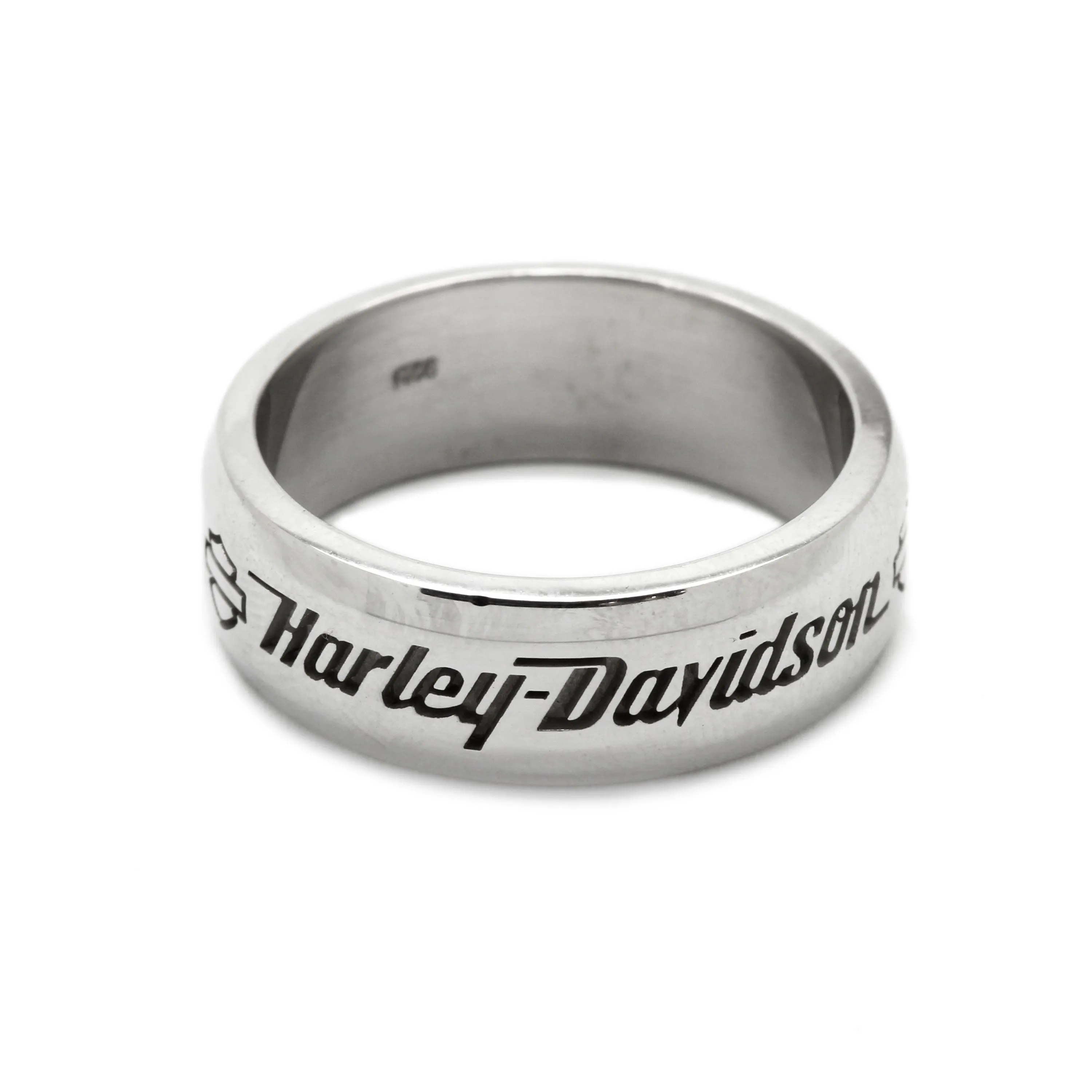 Moto Biker Men Sterling Silver Band Ring