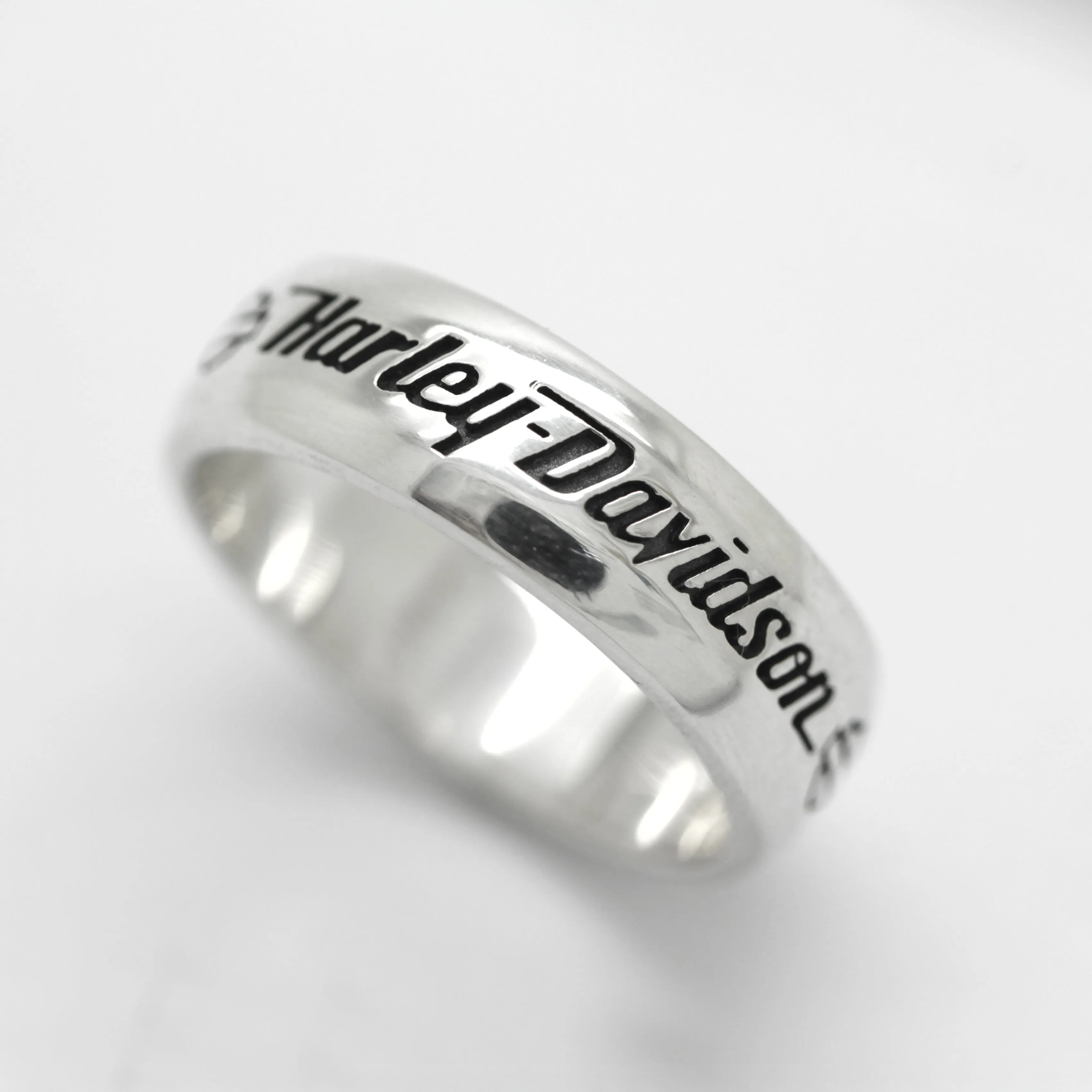 Moto Biker Men Sterling Silver Band Ring