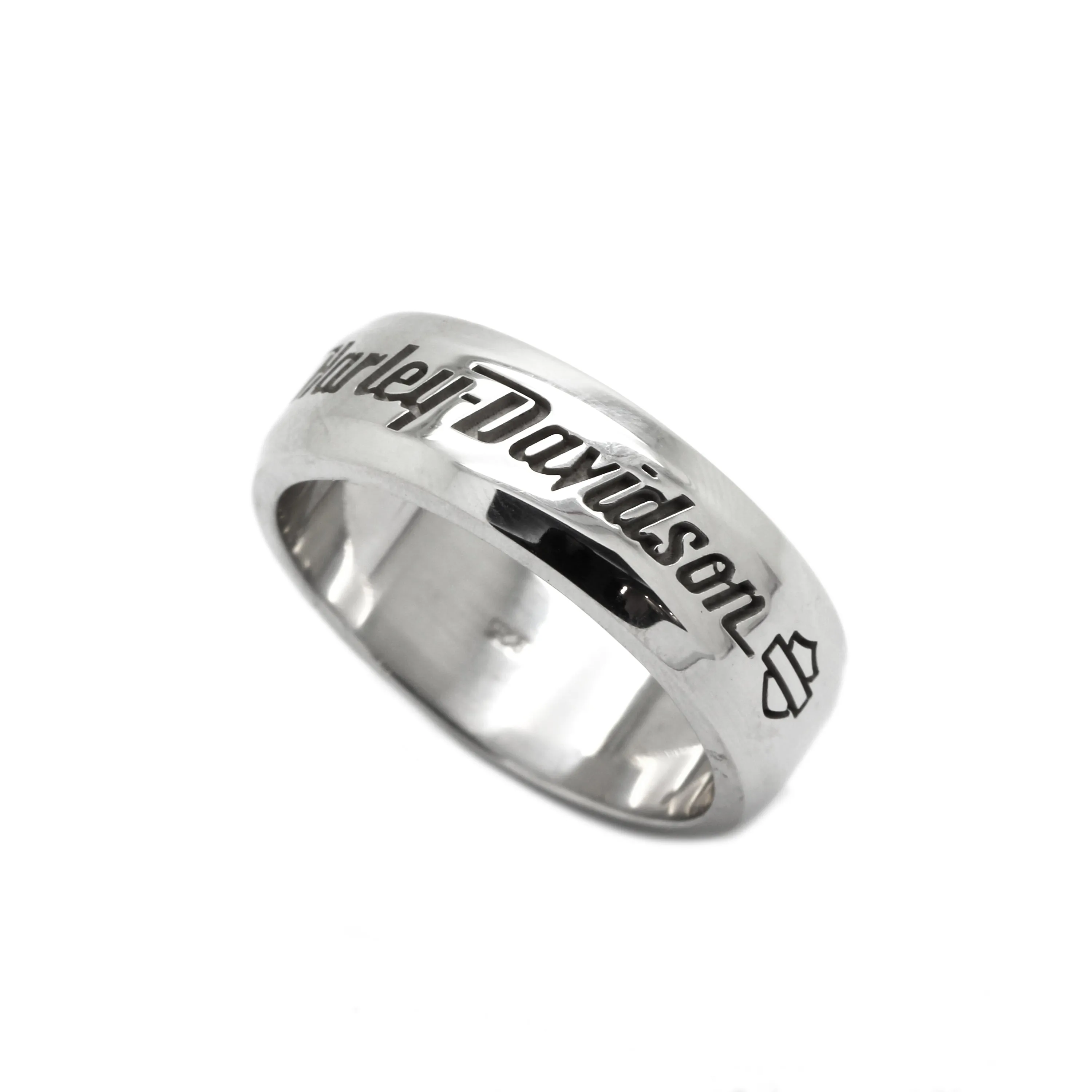 Moto Biker Men Sterling Silver Band Ring