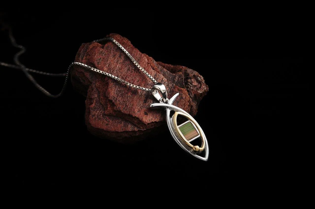 Nano Sim NT Silver and 9K Gold Pendant - Ichthys with Eye