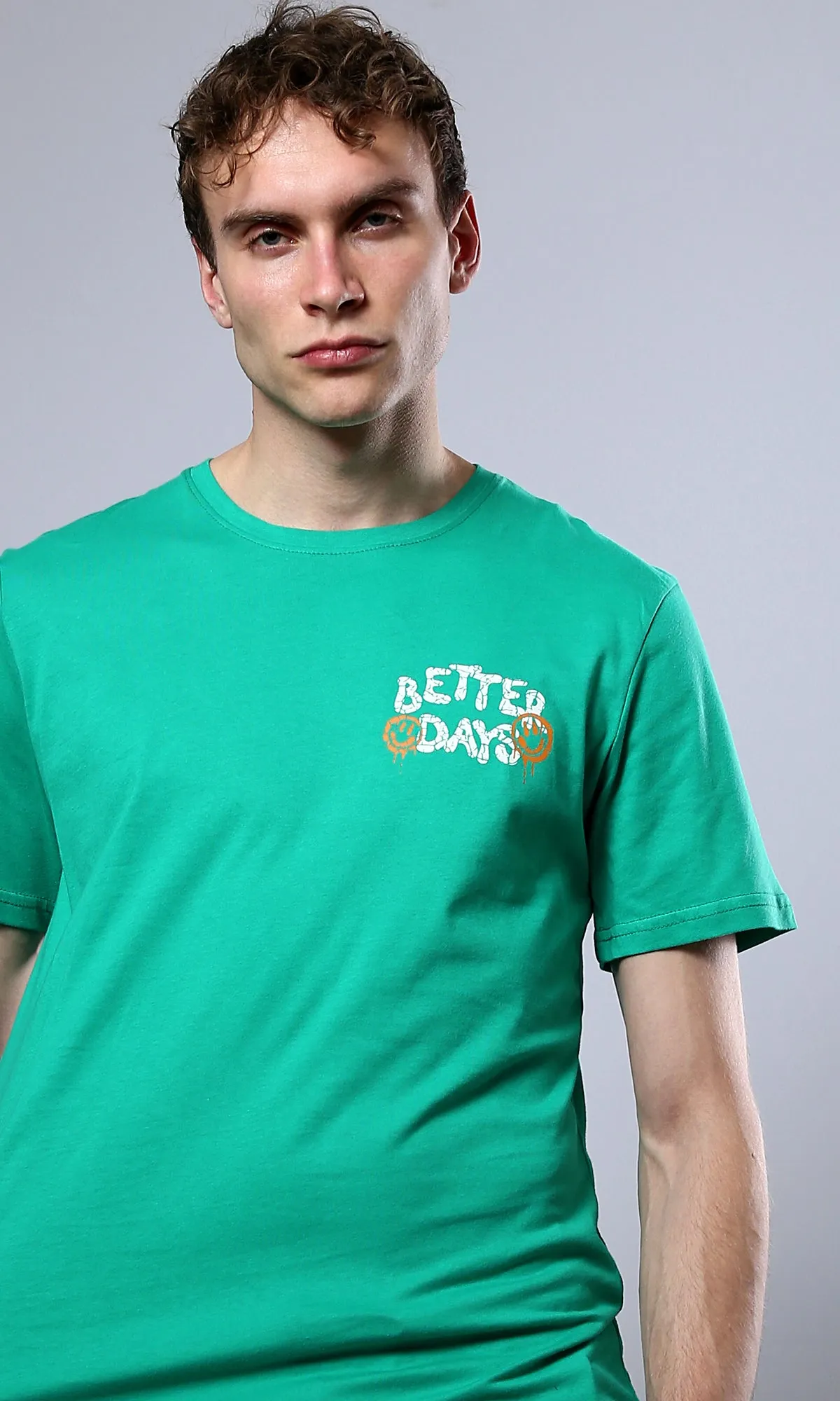 O179021 Light Green Better Days Short Sleeves Tee