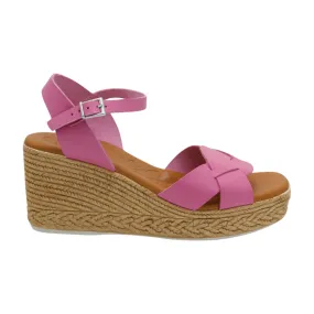 OH MY SANDALS Pink High Wedge Sandal 5460