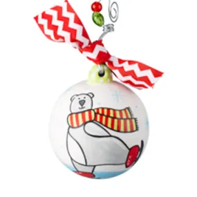 Oh What Fun Polar Bear Ceramic Holiday Ornament