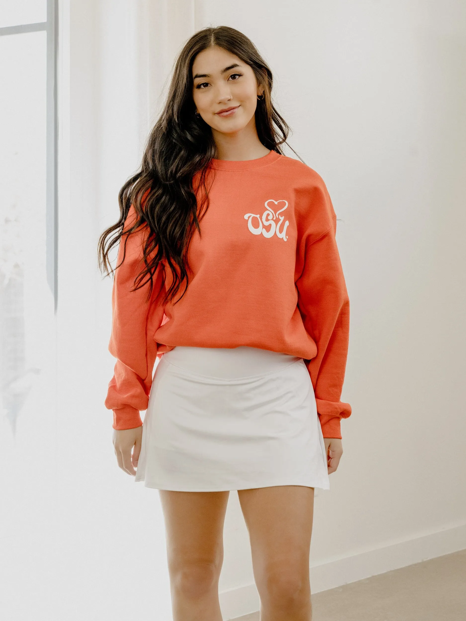 OSU Cowboys Lyric Puff Ink Orange Sweatshirt