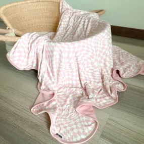 OVERSIZED COZY BLANKET- Pink Dizzy Check