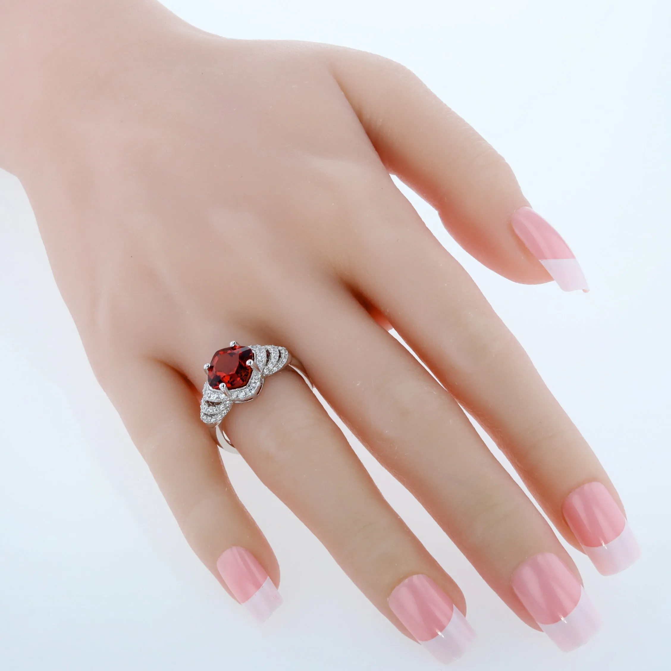 Padparadscha Cushion Cut Sterling Silver Ring Size 9