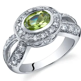 Peridot Oval Cut Sterling Silver Ring Size 6