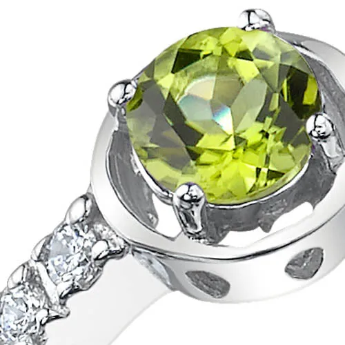 Peridot Round Cut Sterling Silver Ring Size 9