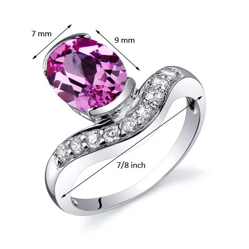 Pink Sapphire Oval Cut Sterling Silver Ring Size 8