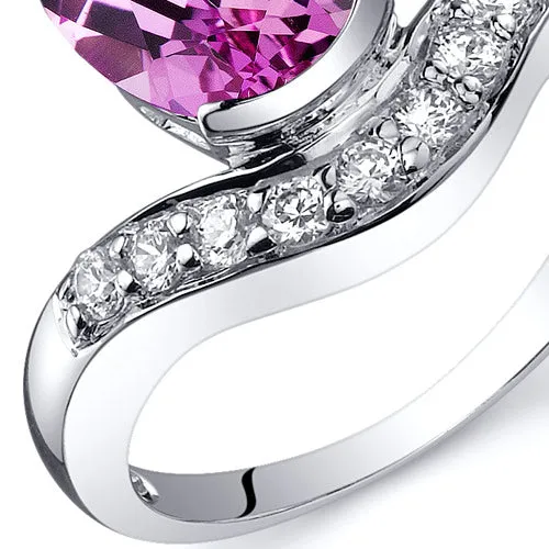 Pink Sapphire Oval Cut Sterling Silver Ring Size 8