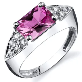 Pink Sapphire Radiant Cut Sterling Silver Ring Size 9