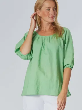 Pippa Puff Sleeve Linen Top (Peppermint)