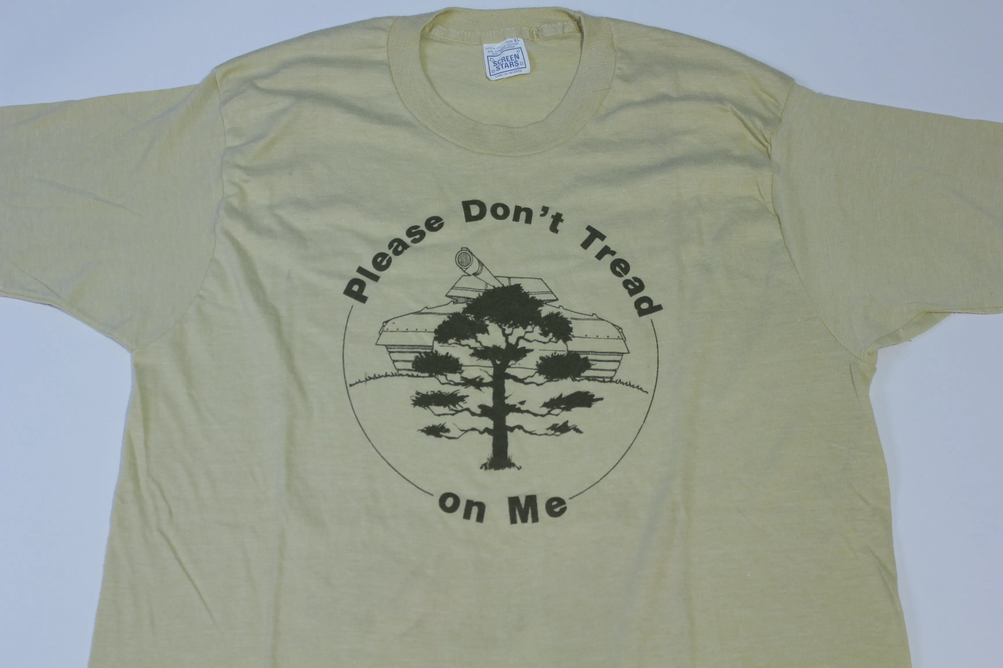 Please Don't Tread On Me Vintage 80's Original Tank and Tree Single Stitch Screen Stars T-Shirt