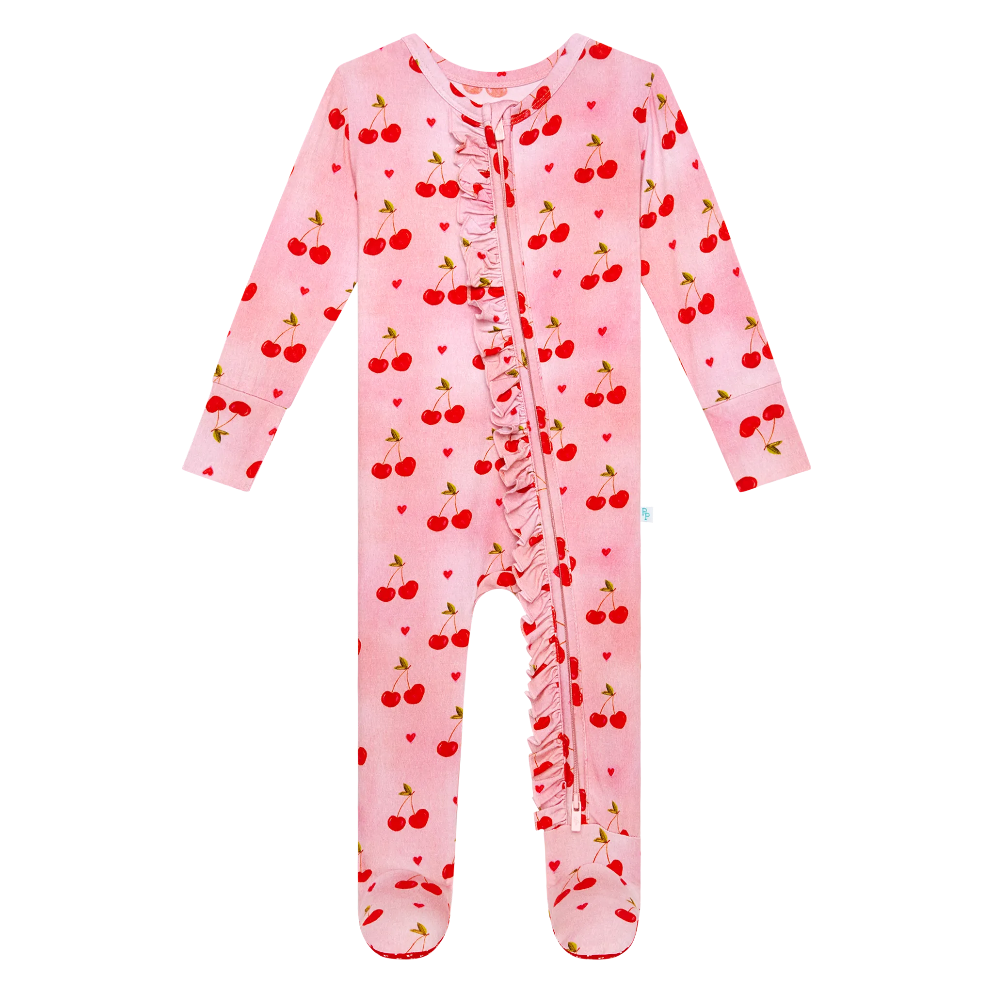 Posh Peanut Very Cherry Ruffled Zippered Footie