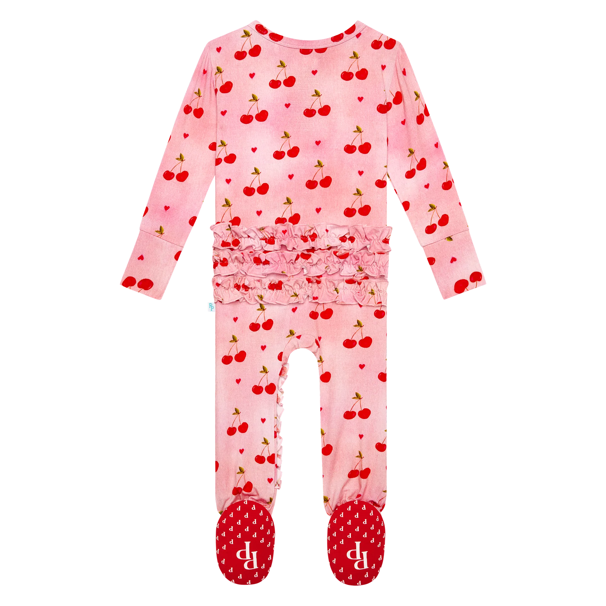 Posh Peanut Very Cherry Ruffled Zippered Footie