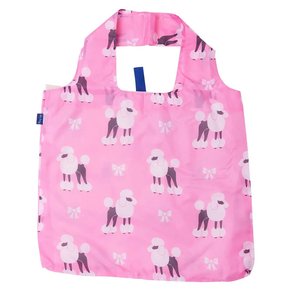 Preppy Poodle blu Bag Reusable Shopping Bag-Machine washable