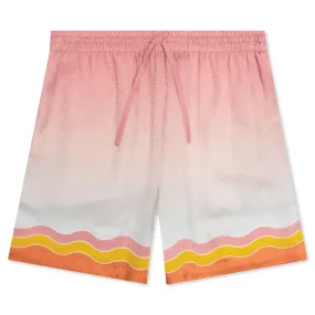 Rainbow Monogram Printed Silk Shorts - White