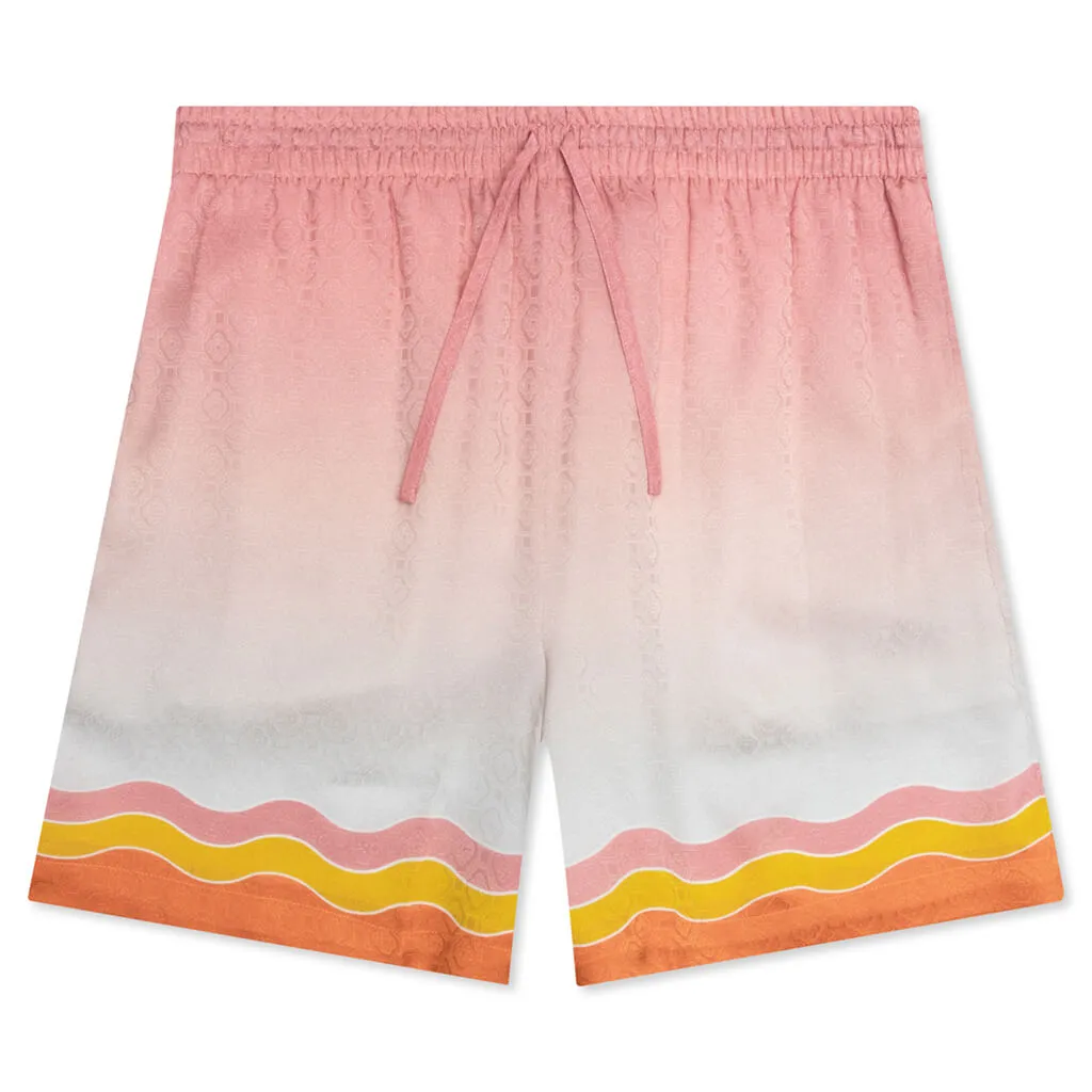 Rainbow Monogram Printed Silk Shorts - White