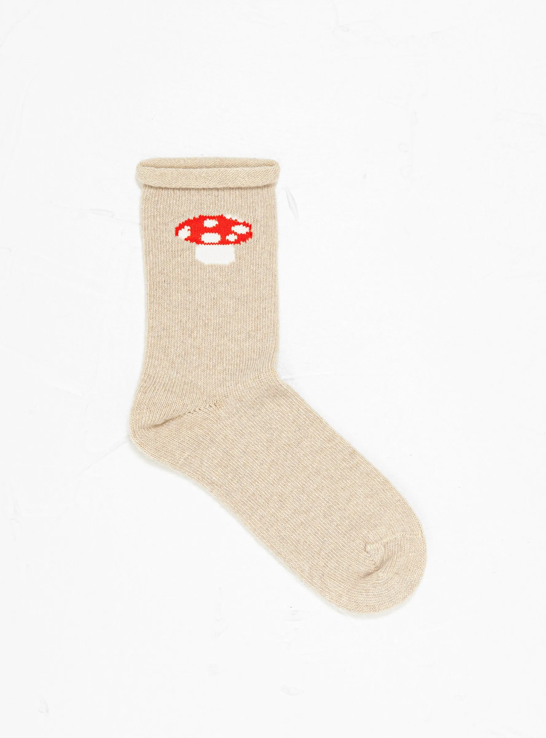 Red Cap Cashmere Crew Socks Natural