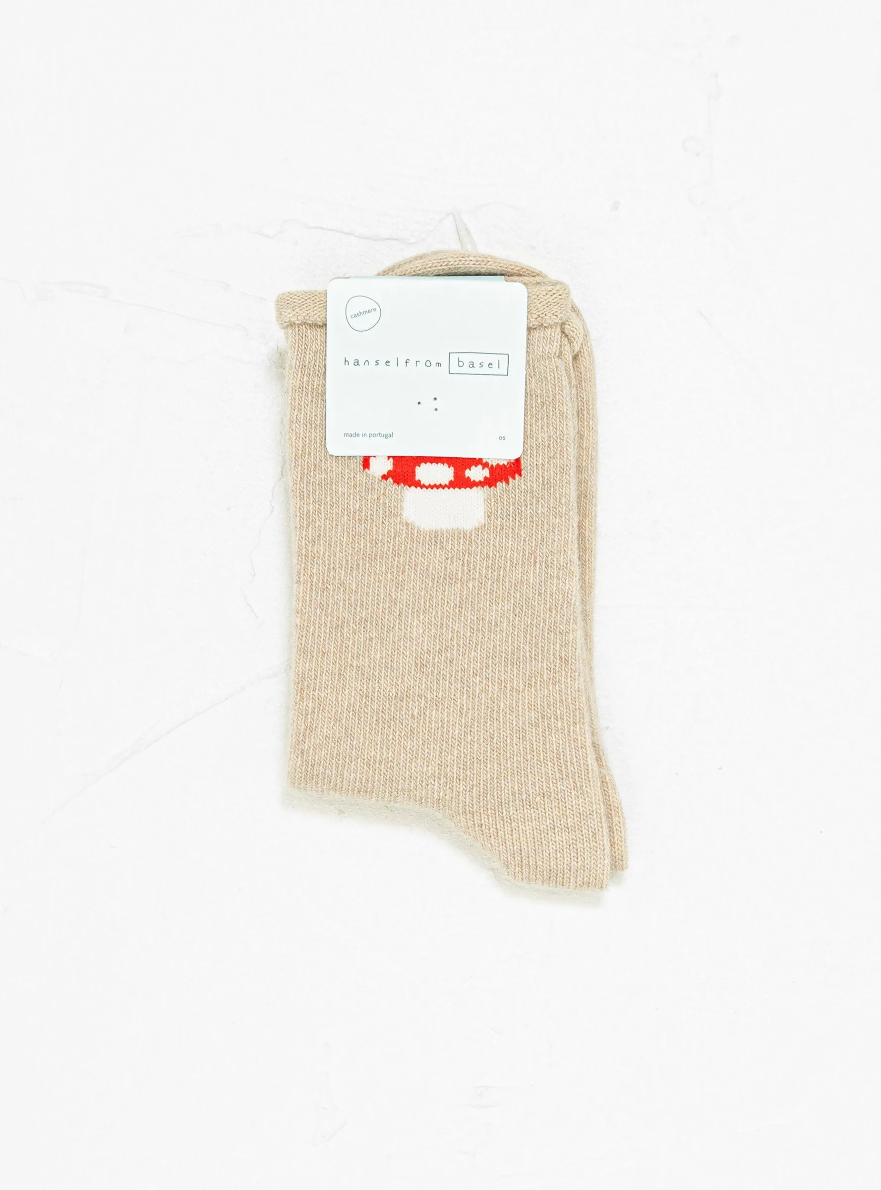 Red Cap Cashmere Crew Socks Natural