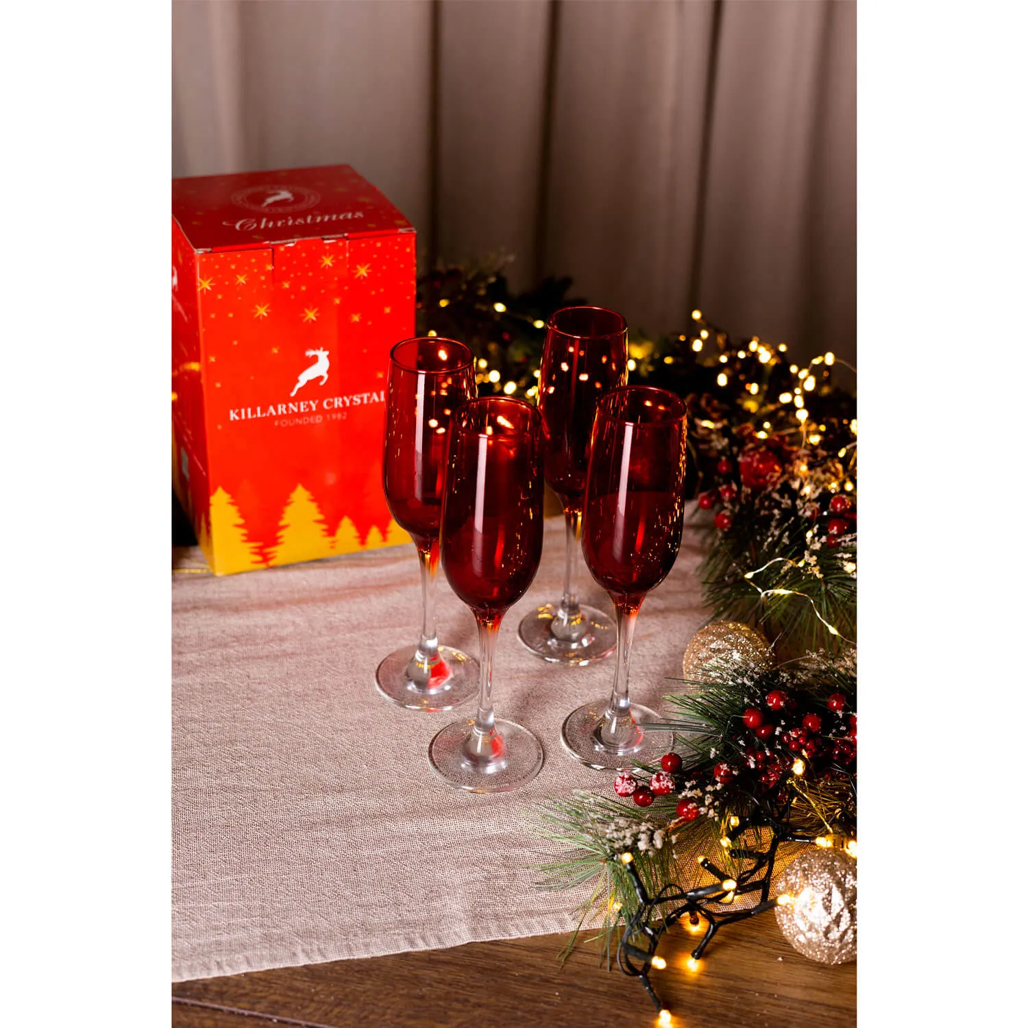 Red Champagne Glass Set of 4