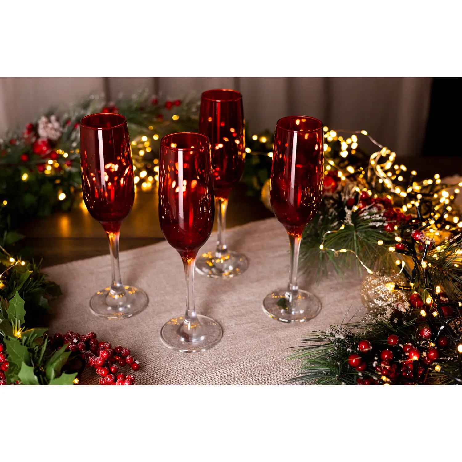 Red Champagne Glass Set of 4