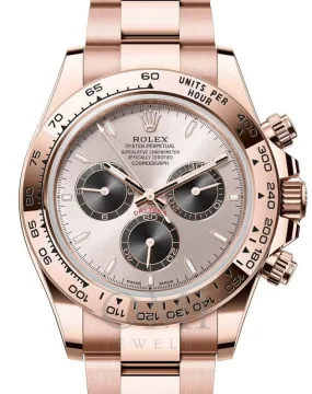 ROLEX DAYTONA ROSE GOLD SUNDUST/BRIGHT BLACK DIAL 126505 WITH ROSE GOLD PRESIDENT OYSTER BRACELET