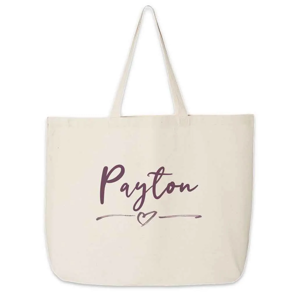 Roomy Canvas Tote Bag for the Bridal Party Personalized