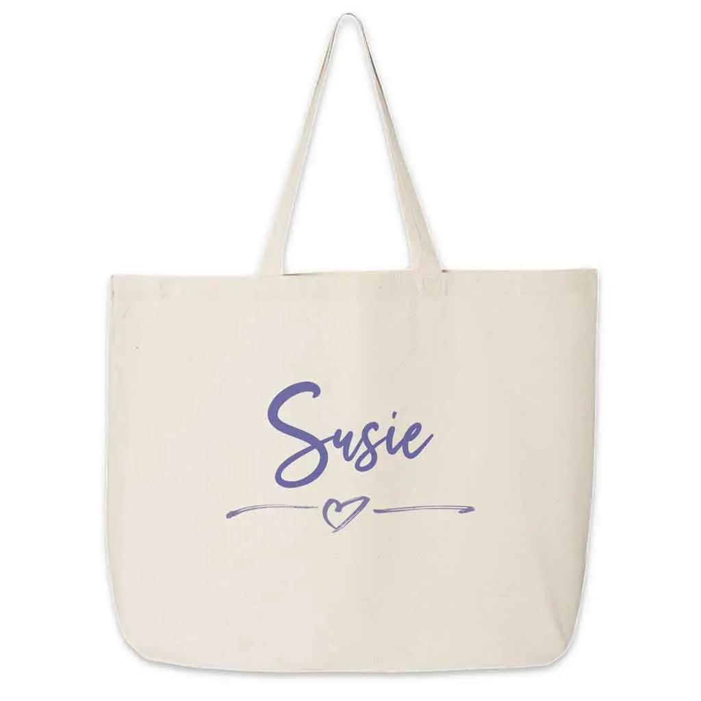 Roomy Canvas Tote Bag for the Bridal Party Personalized