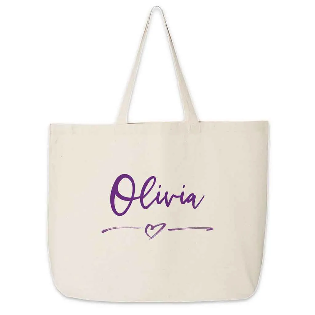 Roomy Canvas Tote Bag for the Bridal Party Personalized