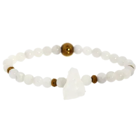 Rough Clear Quartz & Moonstone Gemstone Bracelet