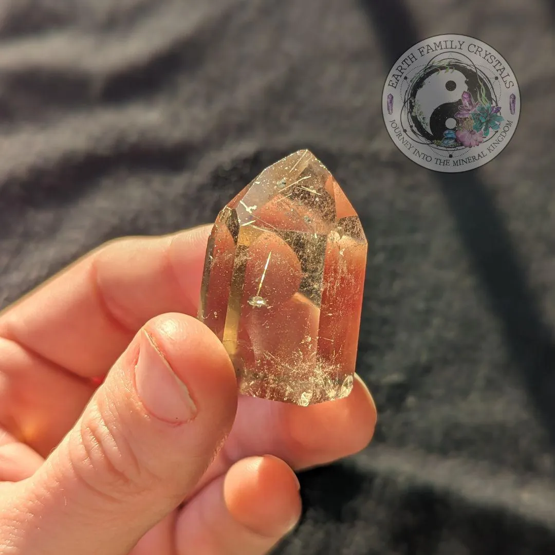 Rutilated Smoky Citrine Quartz Mini Polished Point ~ Protective and Grounding Display Point ~