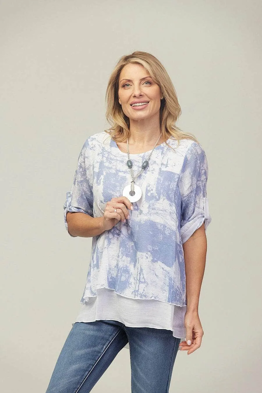 Saloos Lightweight Double Layer Top with Necklace