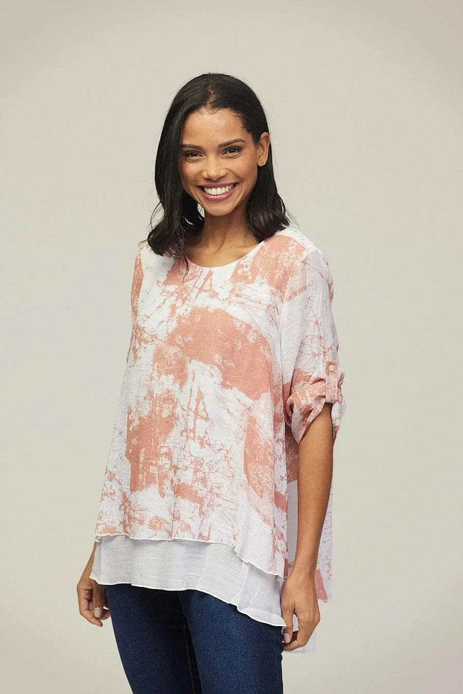 Saloos Lightweight Double Layer Top with Necklace