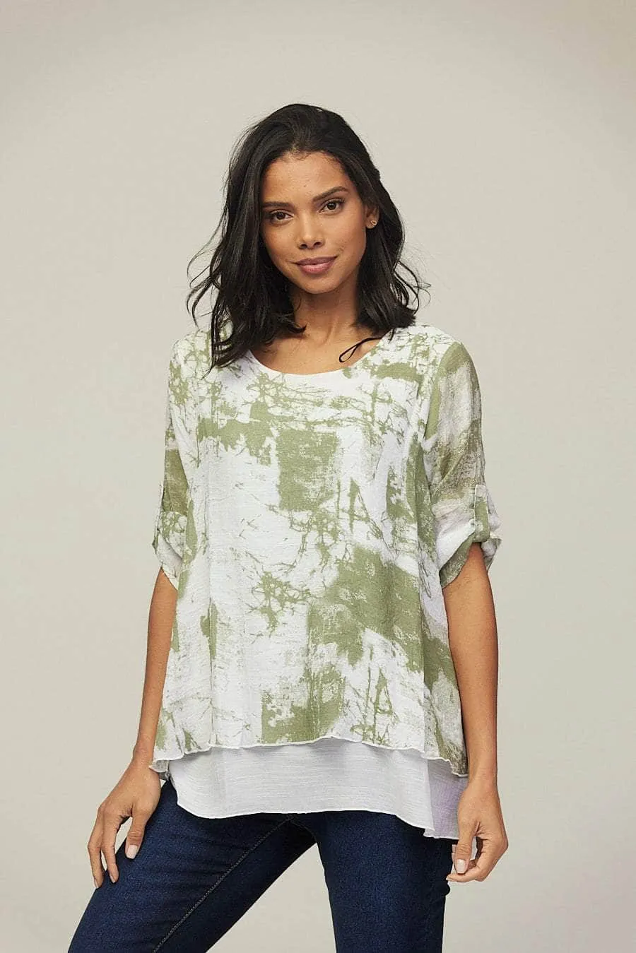 Saloos Lightweight Double Layer Top with Necklace