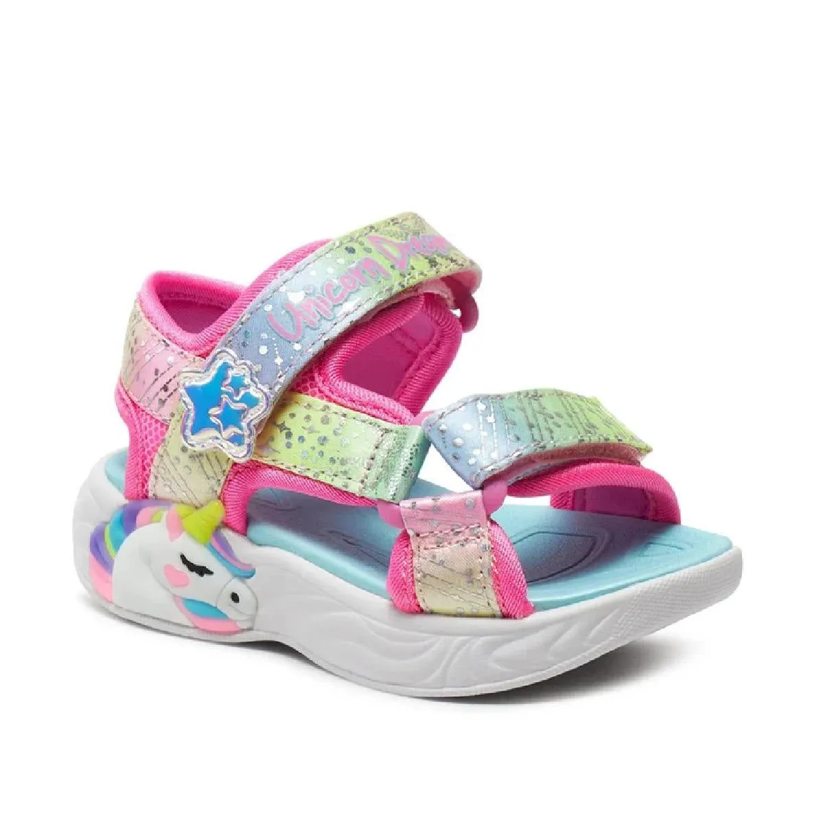 Scarpe da Bambina - SKECHERS Art. 302682NPKMT sandali con luci pink multi