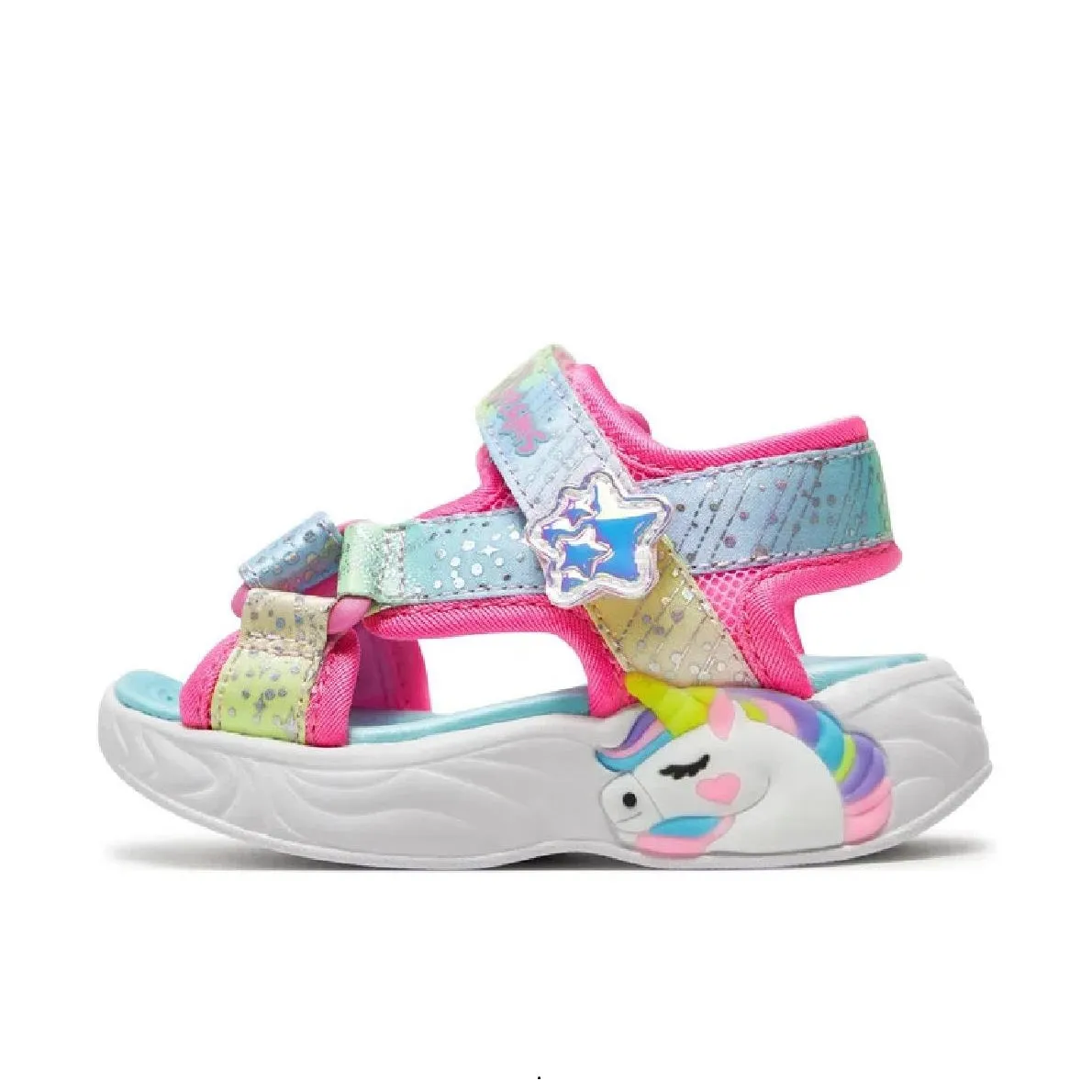 Scarpe da Bambina - SKECHERS Art. 302682NPKMT sandali con luci pink multi